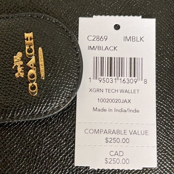 Coach Tech Wallet Black NWT - Picture 4 of 15